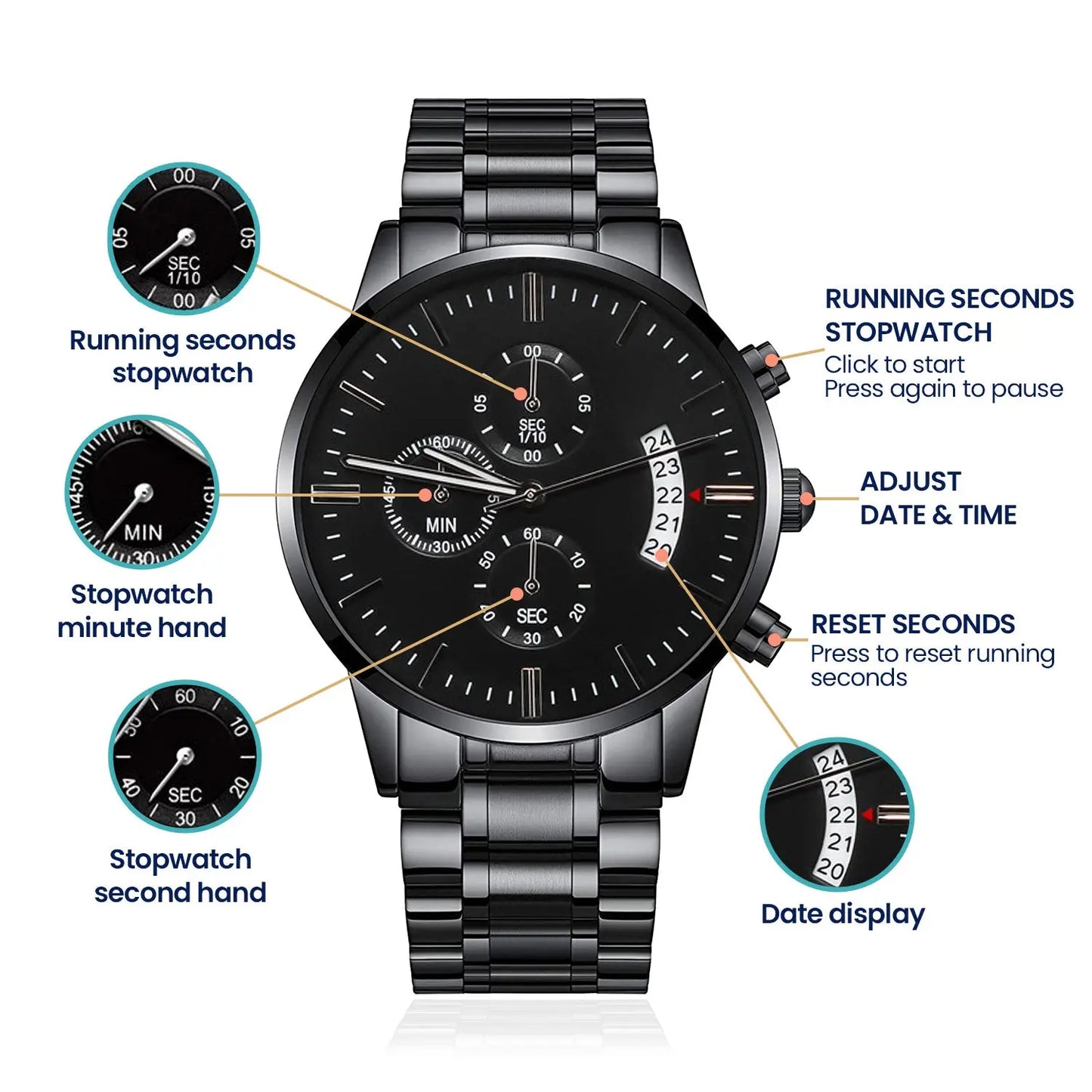 Watch chronographe black-flexam