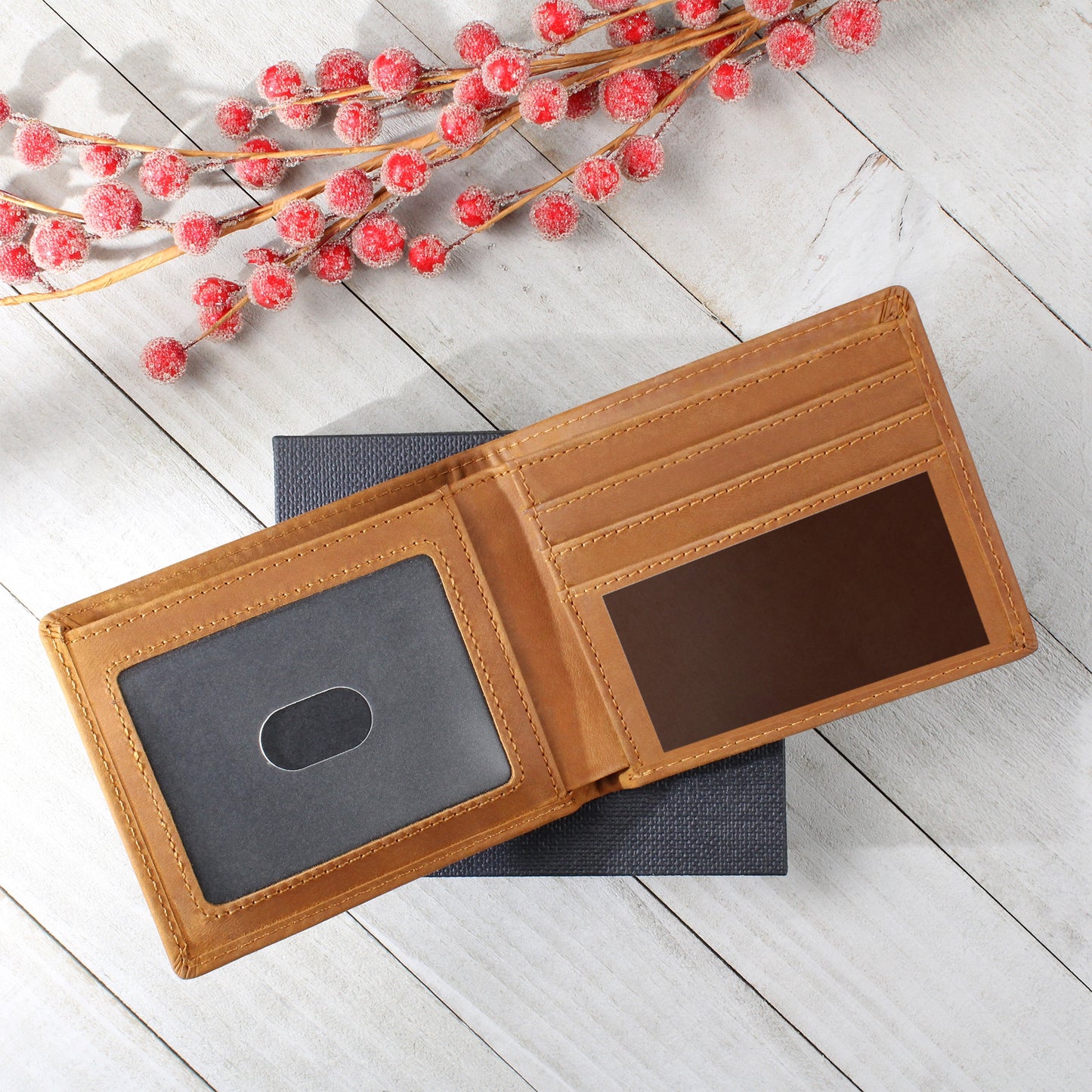 Gift Engraved Leather Wallet Inner Section To Dad's.