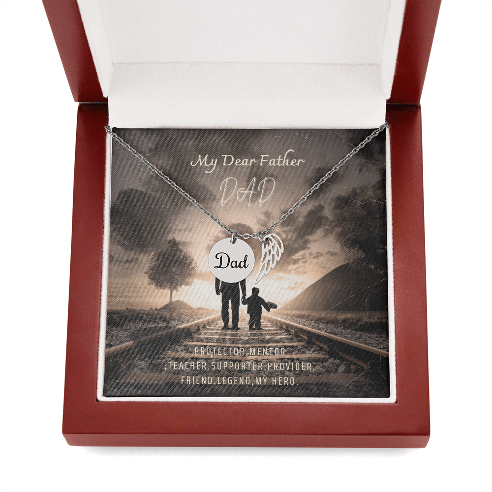 Gift Memorial Necklace,Angel Wing,Charm To Dad's.
