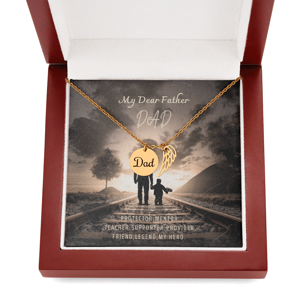Gift Memorial Necklace,Angel Wing,Charm To Dad's.