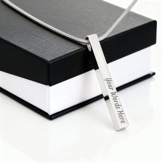 Gift Engraved 4-sided stick Necklace.
