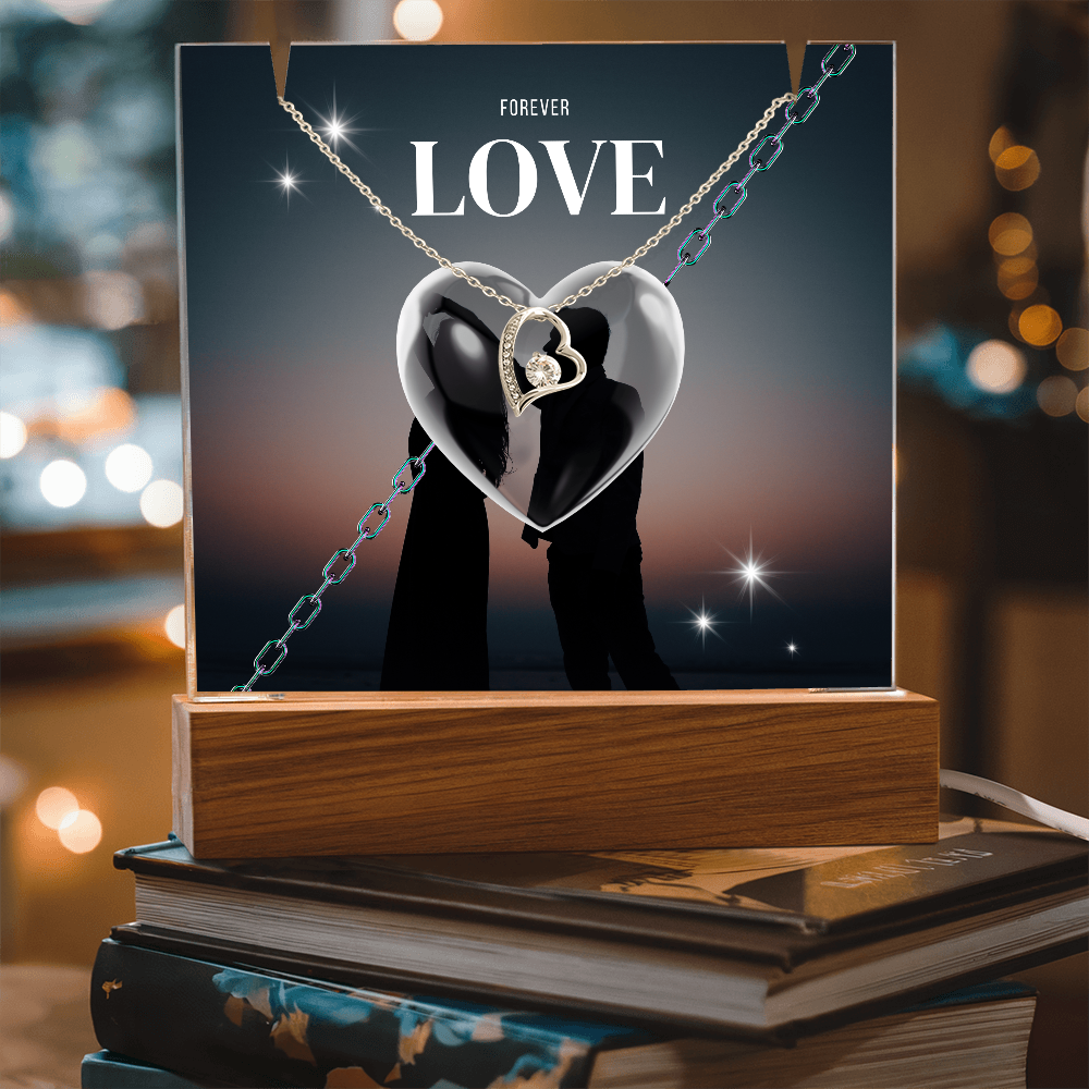 Gift Square Acrylique & Forever Love Necklace.