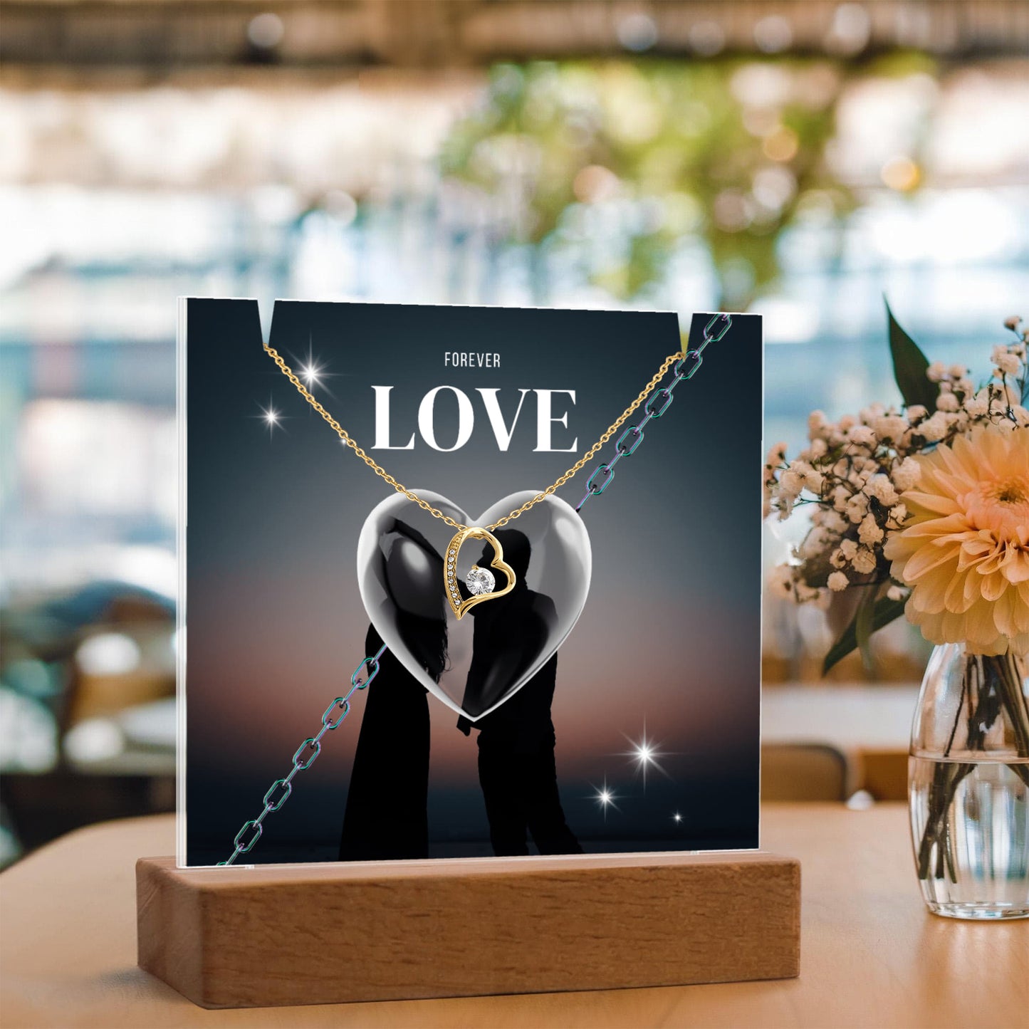 Gift Square Acrylique & Forever Love Necklace.