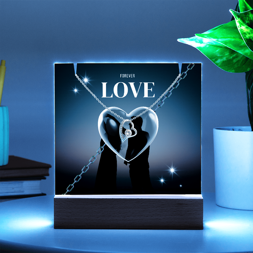 Gift Square Acrylique & Forever Love Necklace.