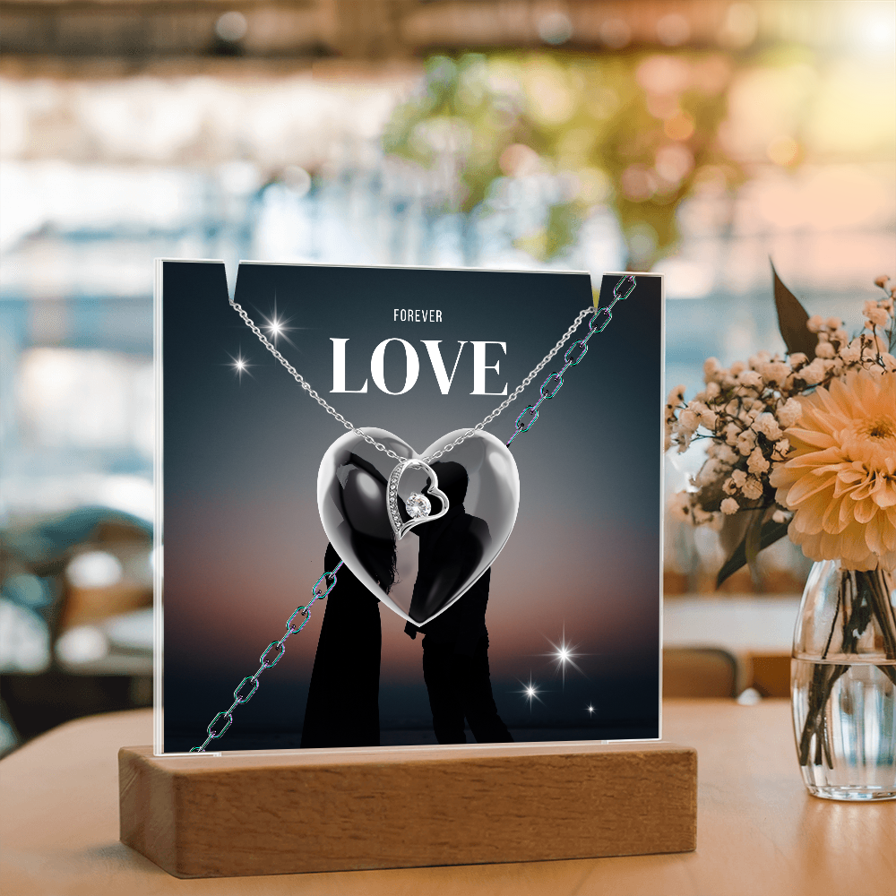 Gift Square Acrylique & Forever Love Necklace.