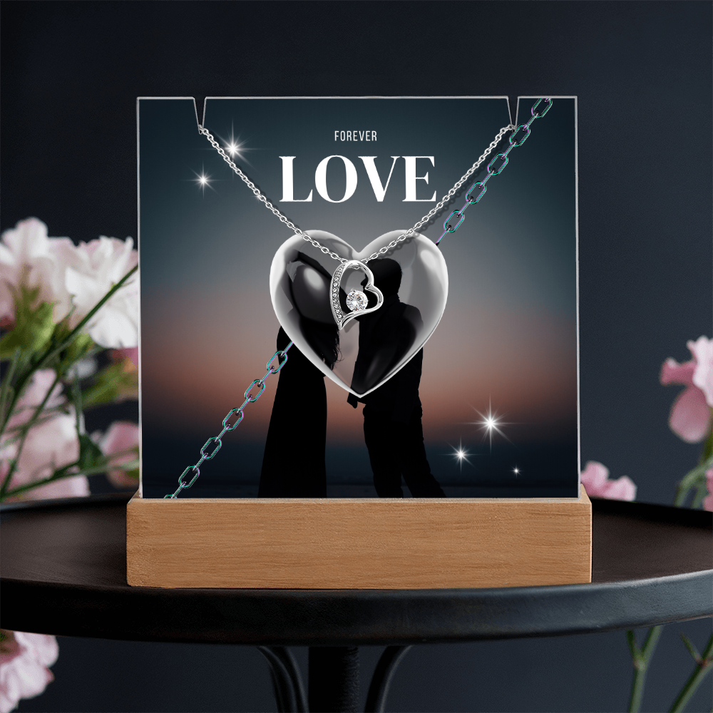 Gift Square Acrylique & Forever Love Necklace.