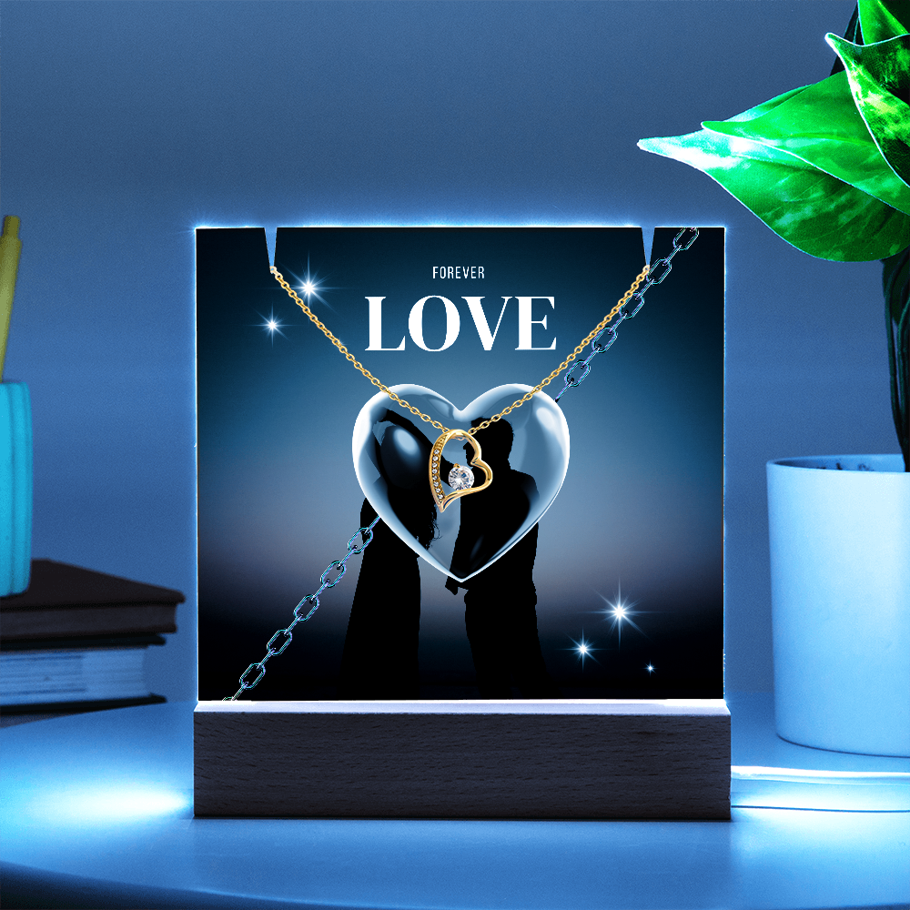 Gift Square Acrylique & Forever Love Necklace.