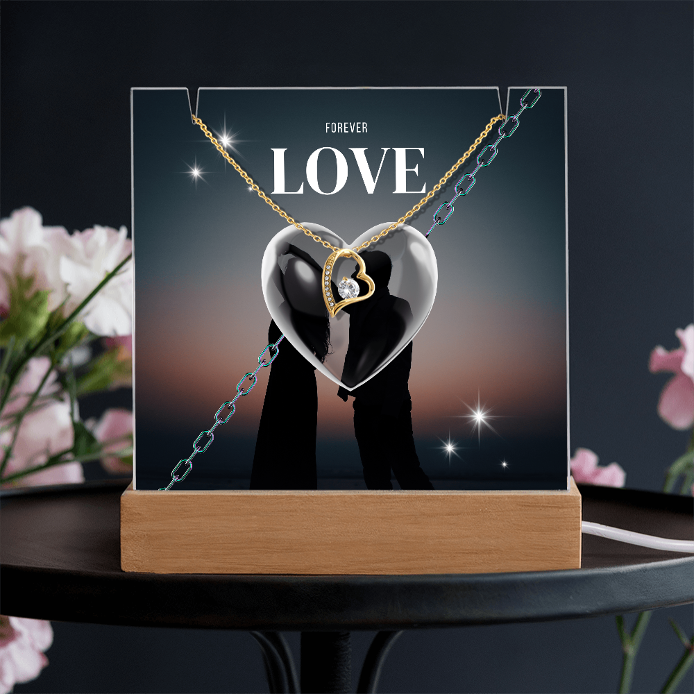 Gift Square Acrylique & Forever Love Necklace.