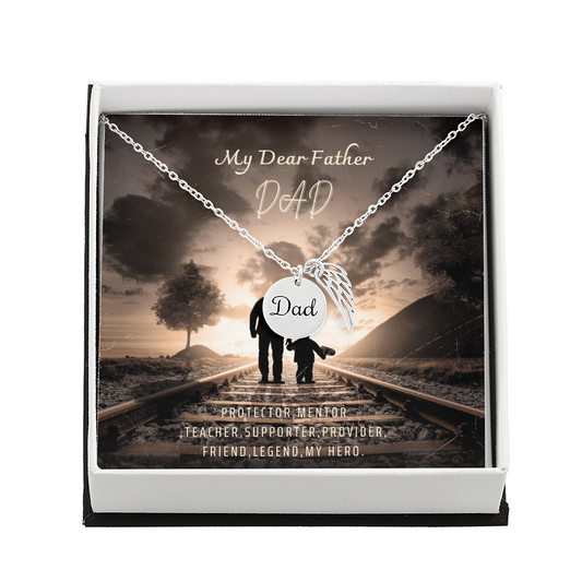 Gift Memorial Necklace,Angel Wing,Charm To Dad's.
