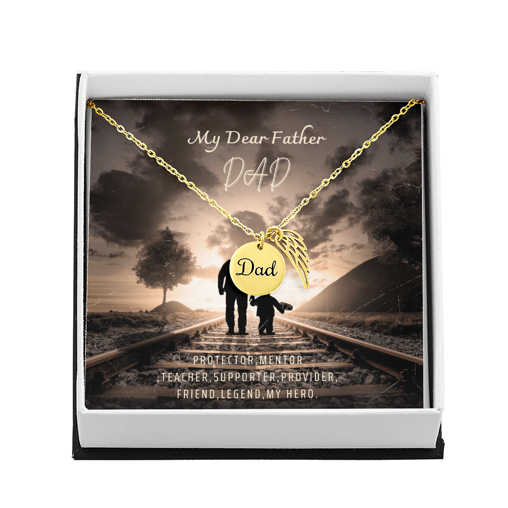 Gift Memorial Necklace,Angel Wing,Charm To Dad's.