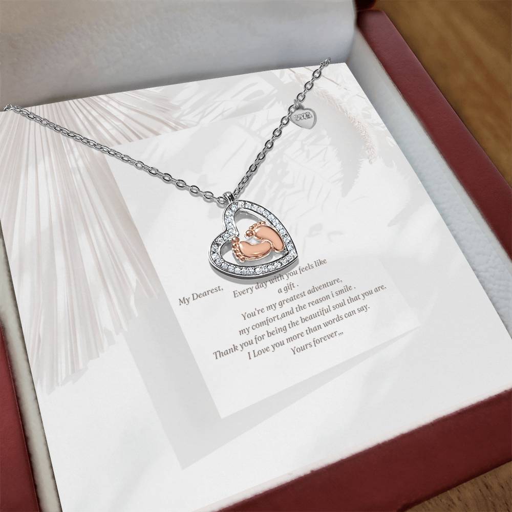 Gift Baby Feet Heart Necklace Luxury.