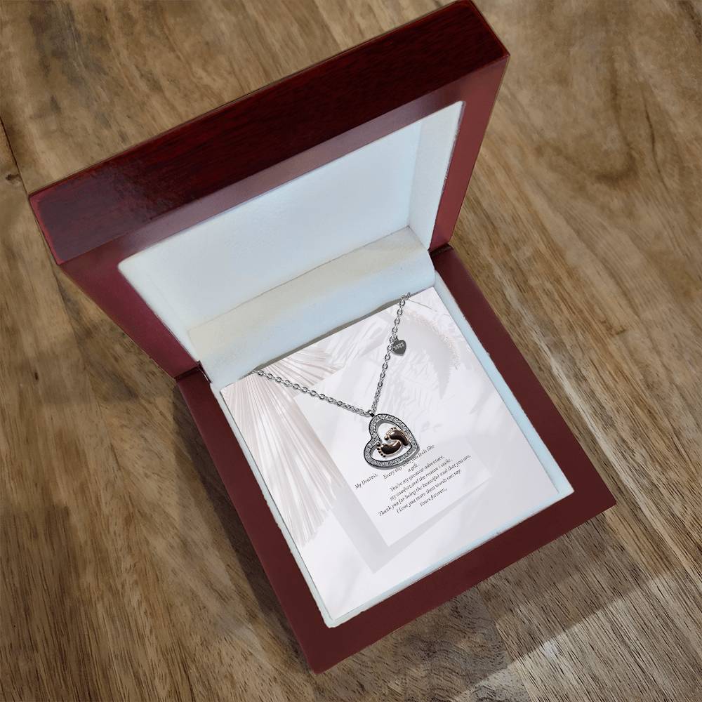 Gift Baby Feet Heart Necklace Luxury.
