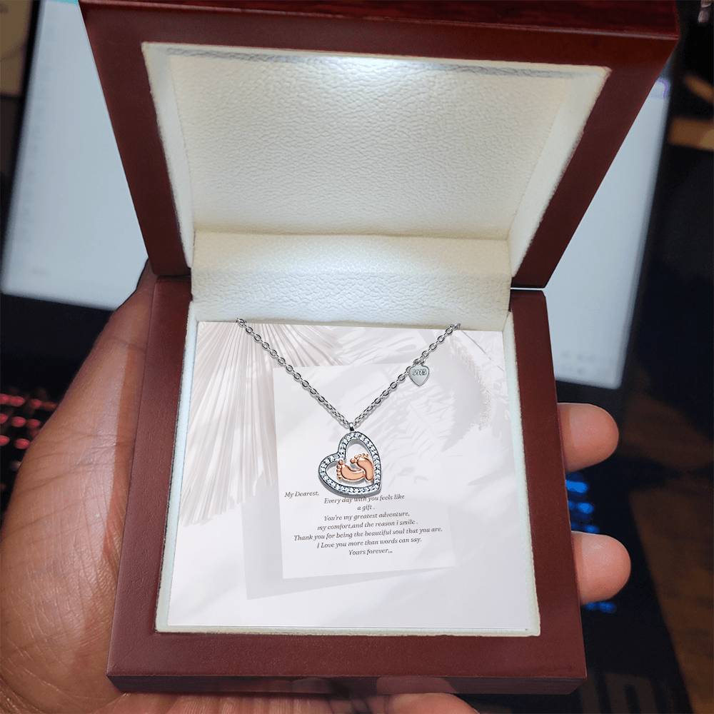 Gift Baby Feet Heart Necklace Luxury.