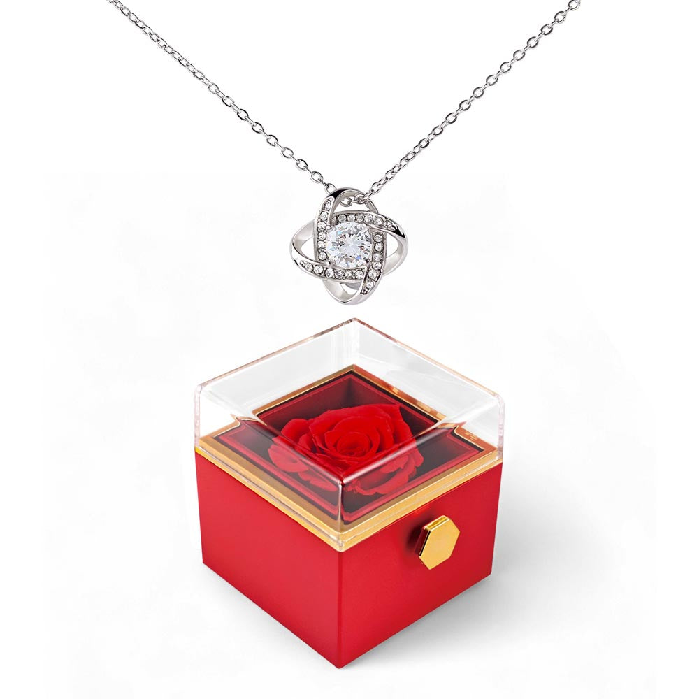 Gift Box Necklace Love Knot Rotating Rose Luxury.