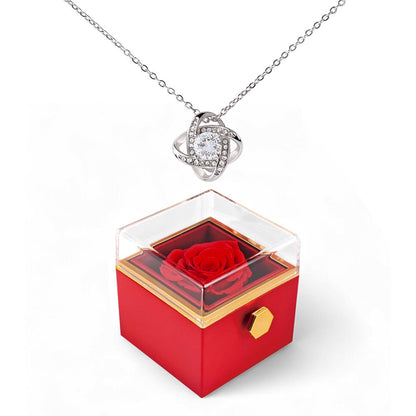 Gift Box Necklace Love Knot Rotating Rose Luxury.