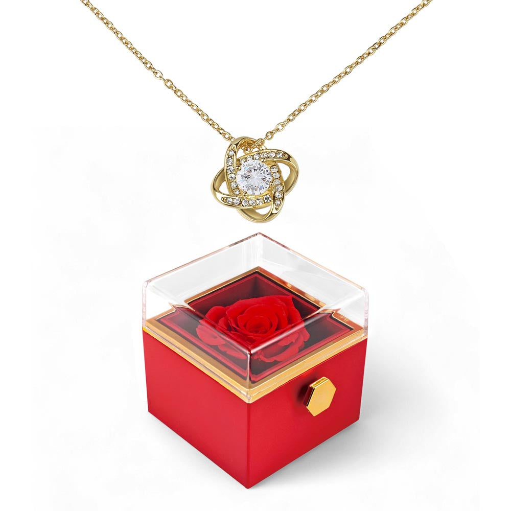 Gift Box Necklace Love Knot Rotating Rose Luxury.