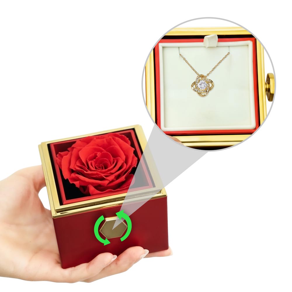 Gift Box Necklace Love Knot Rotating Rose Luxury.