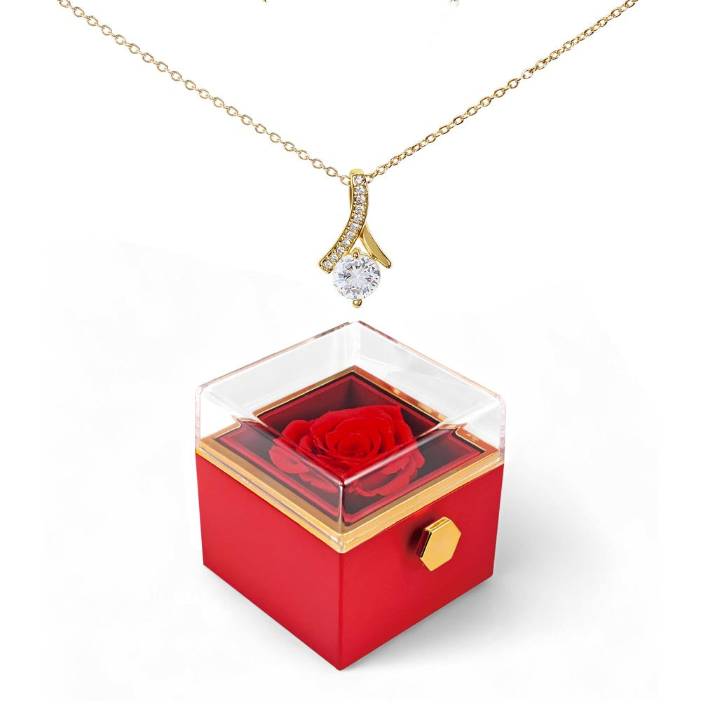 Gift Necklace Alluring Beauty & Box Rotating Rose .
